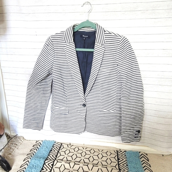 MADEWELL NAVY STRIPED BLAZER, SZ 2 - Picture 2 of 13